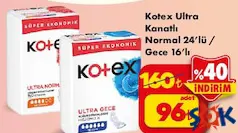 KOTEX ULTRA KANATLI NORMAL 24'LÜ / GECE 16'LI HİJYENİK PED KOTEX ULTRA KANATLI NORMAL 24'LÜ / GECE 16'LI HİJYENİK PED